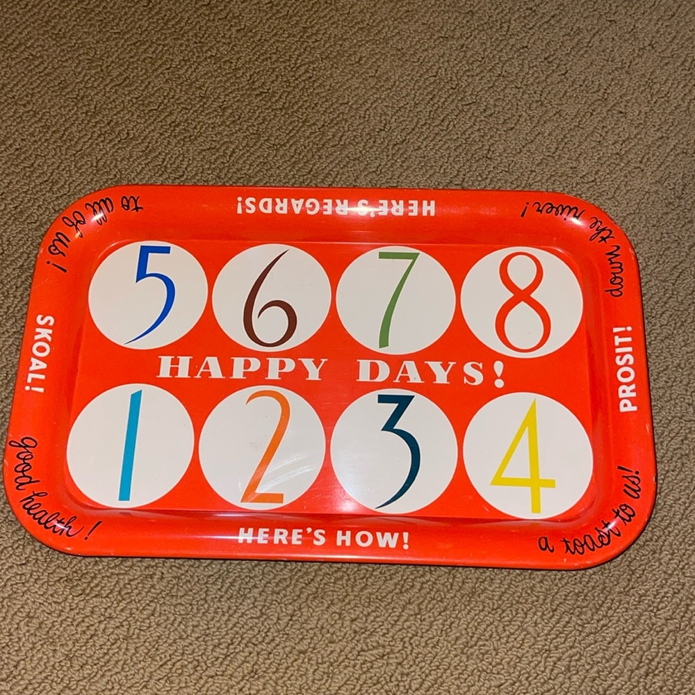 Vintage The Happy Day's Metal Serving Food Tray